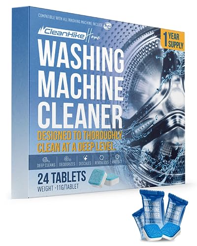 Washing Machine Cleaner Tablets - 24 Pack (1 Year Supply) Deep Cleaning Descaler for HE Front & Top Load Washers - Eco-Friendly Septic Safe Formula