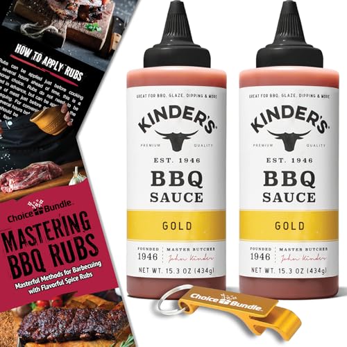 Kinder’s Gold BBQ Premium Barbecue Sauce 2 Pk (30.6 oz) Great to Dip Toss Glaze & More + Barbecue Masters & Bottle Opener (4 Items)!