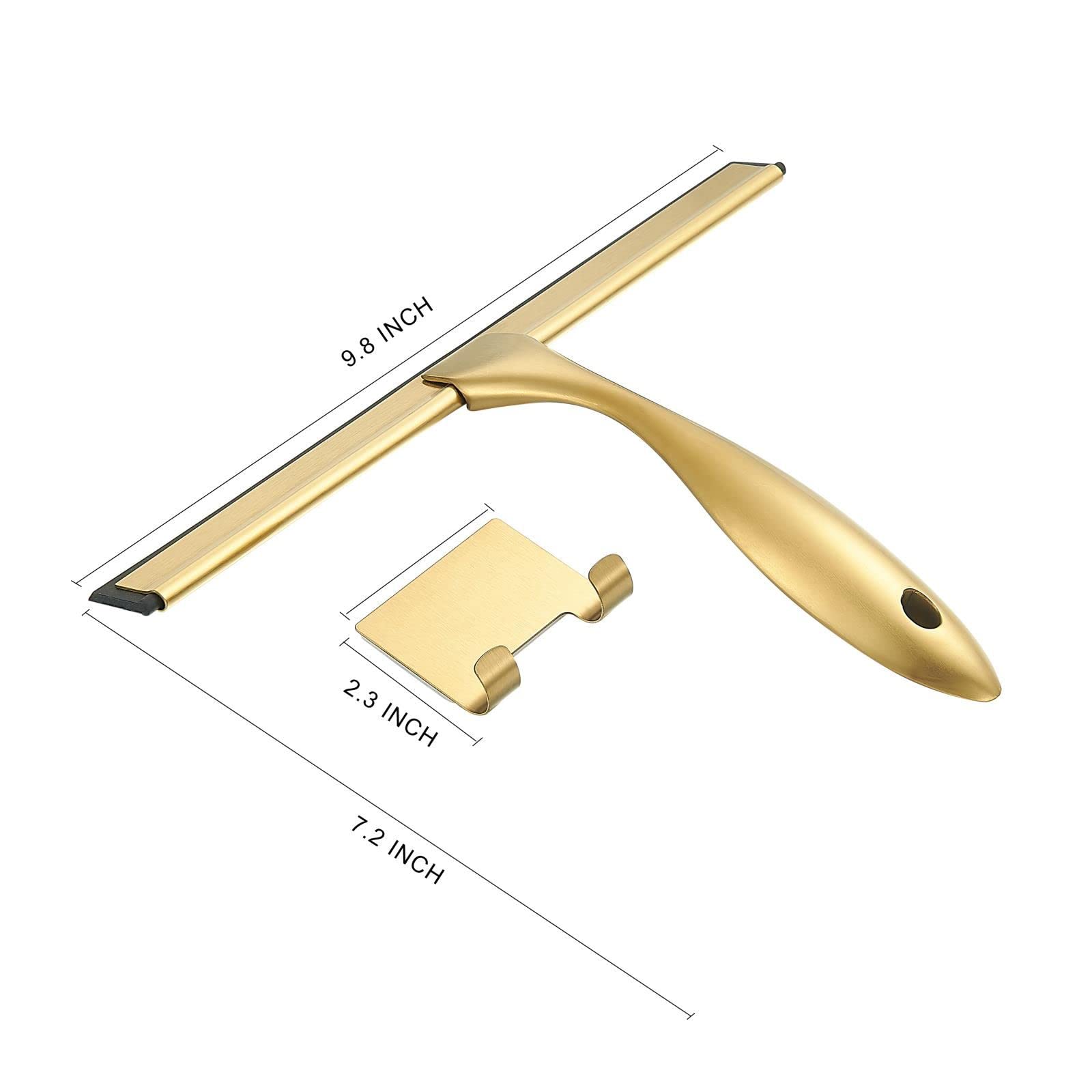 10inch T Shape Water Squeegee for Cars,Bathroom,Glasses or The top of Kitchen Range stailess Steel Gold Finish