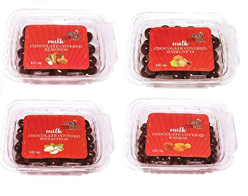 Mr.Nut Milk Chocolate Covered Almond , Hazelnut, Pistachio, Raisin Variety 4 Pack_AB
