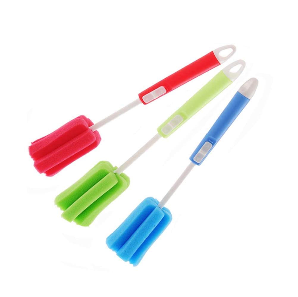 3Pcs 11.4Inch Sponge Clean Brush With Adjustable Plastic Handle For Coffee Glasses Pot Milk Cup Mugs Wine Bottle Baby Bottles Kitchen Clean Dish