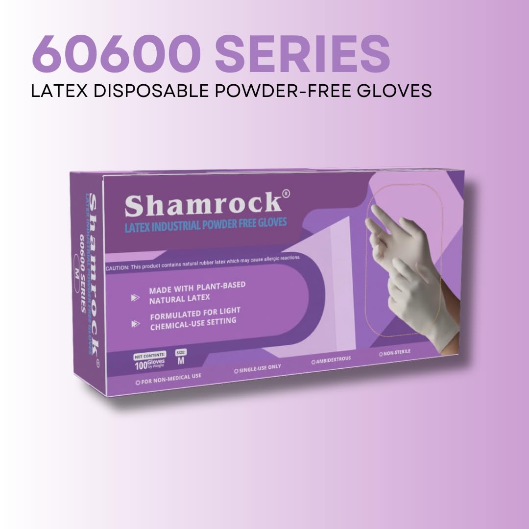 Shamrock Shamock 60603 Series Latex Non-Medical Powder Free Gloves, Large, Manicure, Pedicure, Food Handling, Cleaning (Pack of 100)