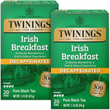 Twinings Irish Breakfast Tea, Decaf Tea Bags, Strong and Distinctive Black Decaffeinated Tea, 20 Individually Wrapped Tea Bags (Pack of 2)