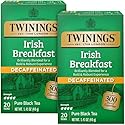 Twinings Irish Breakfast Tea, Decaf Tea Bags, Strong and Distinctive Black Decaffeinated Tea, 20 Individually Wrapped Tea Bags (Pack of 2)