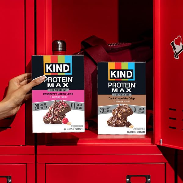 KIND Protein MAX Dark Chocolate Crisp, 20g Protein, Low Sugar, Keto Friendly, 12ct