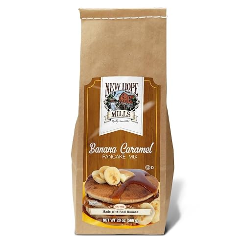 Banana Caramel Pancake Mix by New Hope Mills - Irresistible Flavor in Every Bite - 20oz