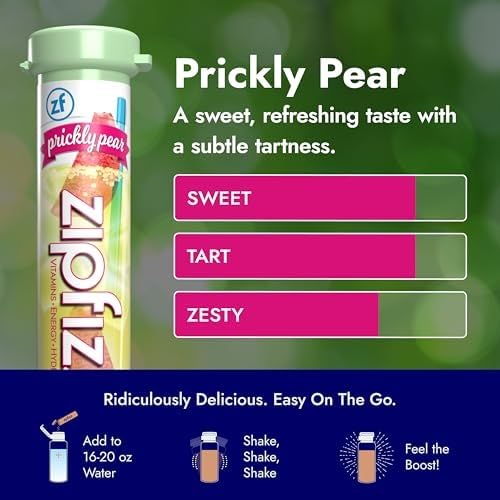 Zipfizz Daily Energy Drink Powder, Prickly Pear, 20 Pack | 3-in-1 Sustained Energy, Rapid Hydration, and Essential Vitamins | Sugar-Free | Electrolyte