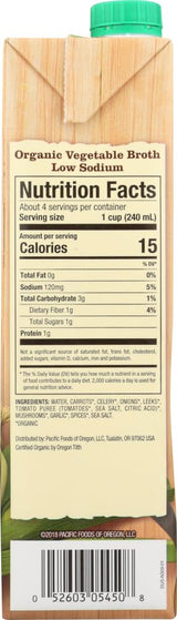 Pacific Foods Organic Low Sodium Vegetable Broth, 32 oz (Pack of 3)
