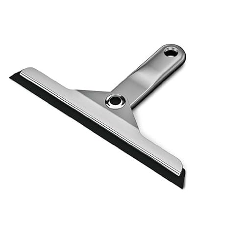 simplehuman Foldaway Shower Squeegee, Glass Squeegee for Bathroom Mirrors & Shower Doors, Weighted Handle for Streak-Free Clean, Suction Cup Hanger
