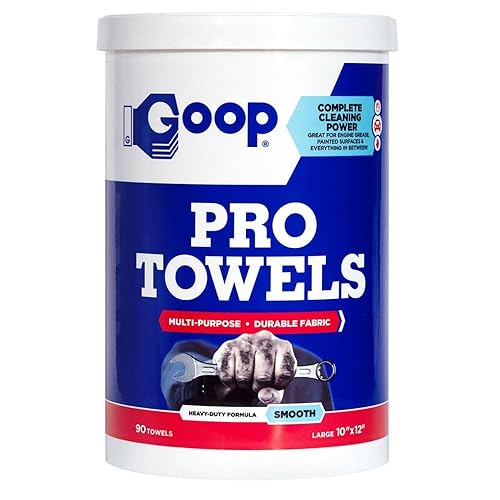 GOOP Pro Towels Heavy-Duty Multi-Surface Cleaning Wipes - Removes Engine Grease, Grime & Paint - Safe for Tools, Machinery & Painted Surfaces - 90