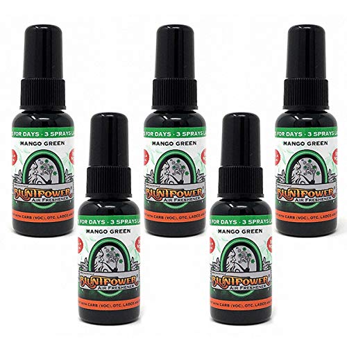 BluntPower (Mango Green, 5 Pack) Concentrated Air Freshener - Premium Oil Based Air Freshener Spray For Home and Car - Long-Lasting Bathroom Spray