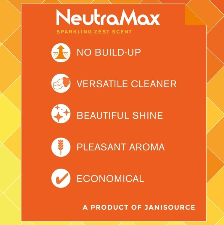 Jani-Source NeutraMax Sparkling Zest Scent Neutral Floor Cleaner - Concentrated, Streak-Free Shine, Residue-Free Formula, 1 Gallon