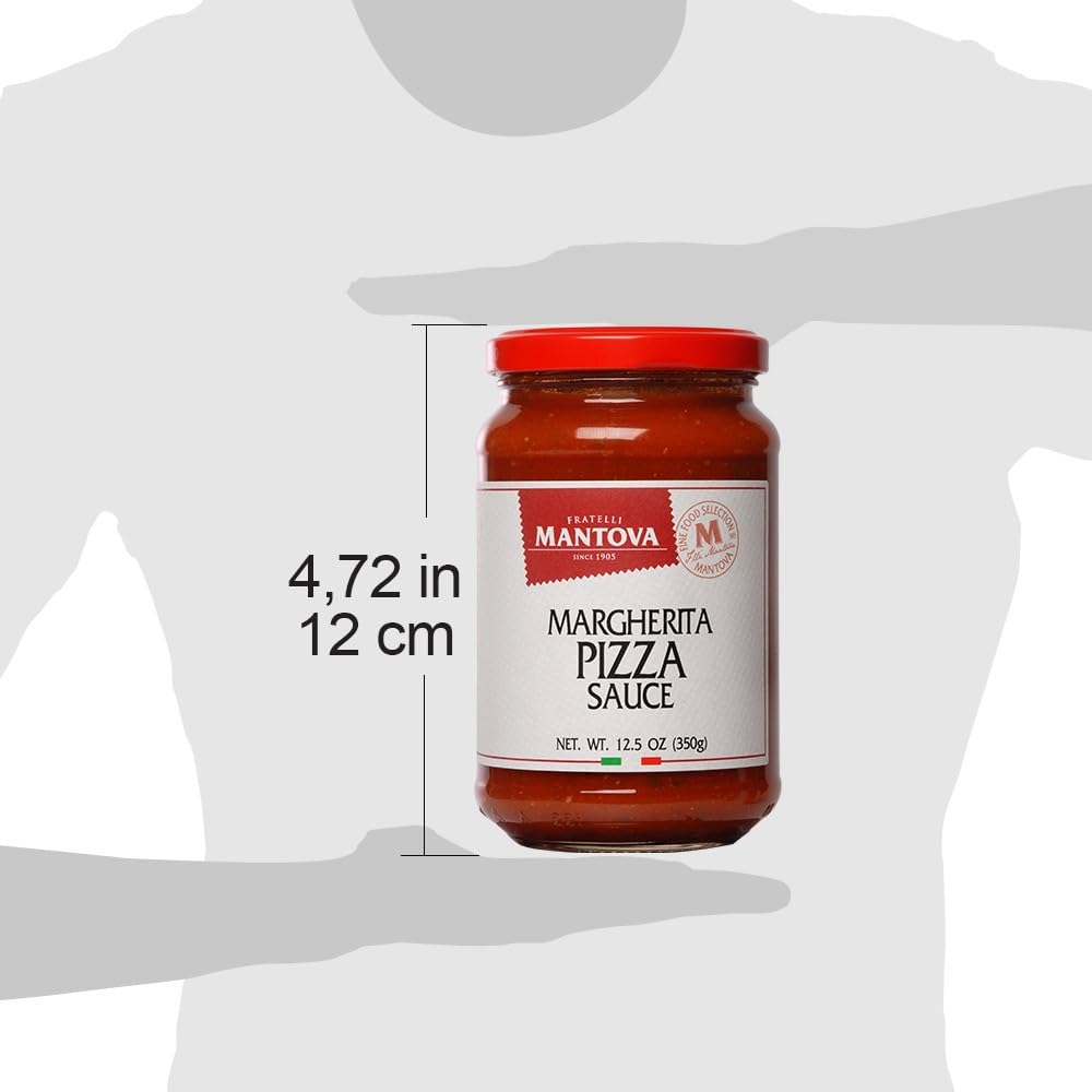 Mantova Italian Margherita Pizza Sauce 12.5 oz - Pack of 2, Product of Italy, Gluten Free, No Added Sugars, All-Natural Ingredients
