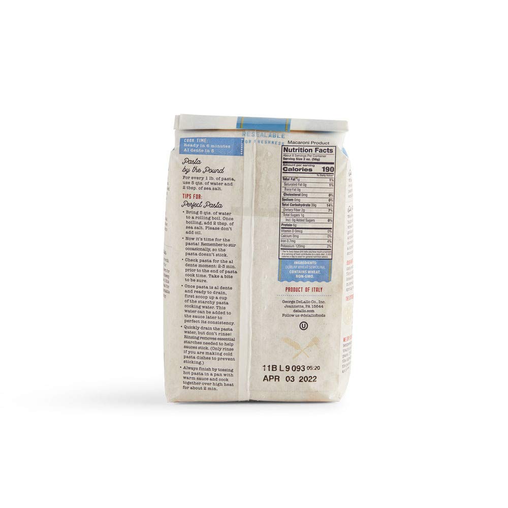 De Lallo BG11885 De Lallo Elbow Pasta No.52 - 16x16OZ