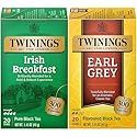 Twinings Tea Variety 2-Pack - Earl Grey + Irish Breakfast, Caffeinated Black Tea Bags, Individually Wrapped, 20 Count Each