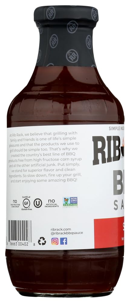 Rib Rack Hot Cayenne BBQ Sauce, 19 Ounce (Pack of 6)
