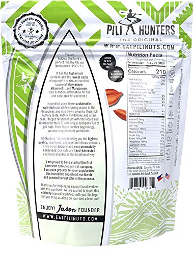 Pili Hunters - Wild Sprouted Pili Nuts, Coconut Oil and Himalayan Salt (1lb Bag) Keto/Paleo/Vegan Snacks, Low Carb Energy, Gluten Free, No Sugar