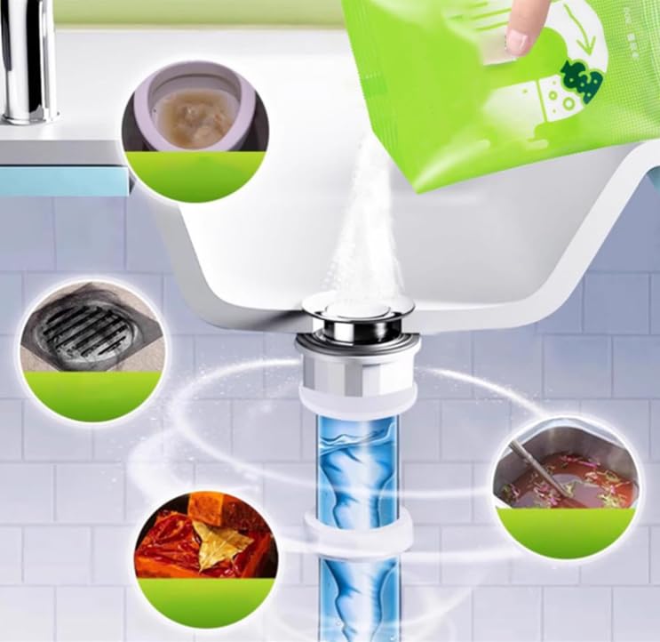Powerful Pipeline Dredging Powder, Powerful Sink And Drain Cleaner Powder, Drain Clog Remover Agent, Drains Cleaner and Deodorizer, Multi-Purpose Pipe