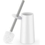 Toilet Brush and Holder, Toilet Brush with 304 Stainless Steel Long Handle, Toilet Bowl Brush for Bathroom Toilet-Elegant-Cleaning-Bristles(White)