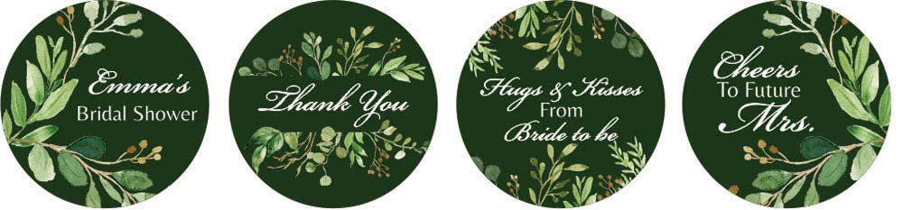 Darling Souvenir 190 Pieces Personalized Dark Green Bridal Shower Party Chocolate Drop Labels Stickers - Self-Adhesive Mini Candy Wrappers for Favors