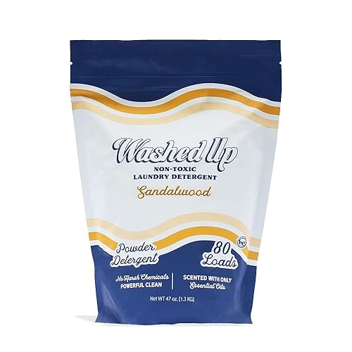 Washed Up Goods Sandalwood Laundry Detergent Powder | Only 100% Pure Essential Oils | Safe for Sensitive Groups | Powerful Clean | Plant