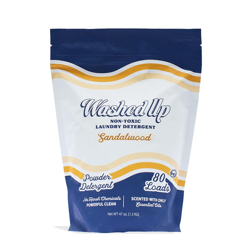 Washed Up Goods Sandalwood Laundry Detergent Powder | Only 100% Pure Essential Oils | Safe for Sensitive Groups | Powerful Clean | Plant