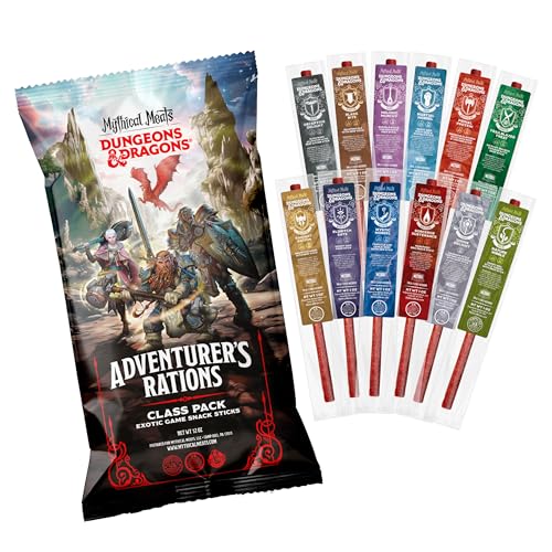 Mythical Meats Beef Jerky Snack Packs - Dungeons and Dragons gifts for Men - Exotic Meat Stick Variety Pack - High Protein, Low Sugar, Keto-Friendly