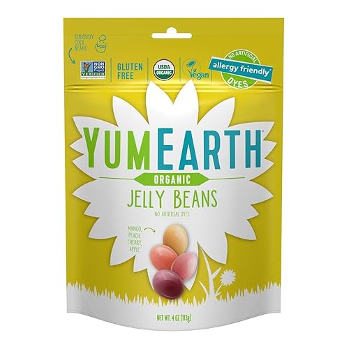YumEarth Easter Candy Organic Jelly Beans, 4 Ounce - Spring Fruit Flavors - Allergy Friendly, Gluten Free, Non-GMO, Vegan, No Artificial Dyes