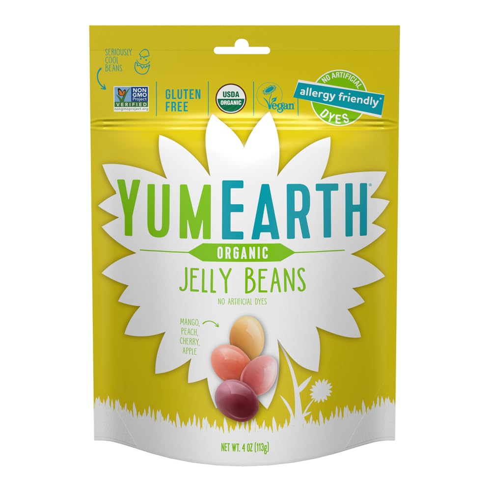 YumEarth Easter Candy Organic Jelly Beans, 4 Ounce - Spring Fruit Flavors - Allergy Friendly, Gluten Free, Non-GMO, Vegan, No Artificial Dyes