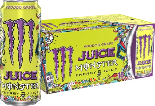 Monster Energy Juice Voodoo Grape, Energy + Juice, Energy Drink, 16 Ounce (Pack of 15)
