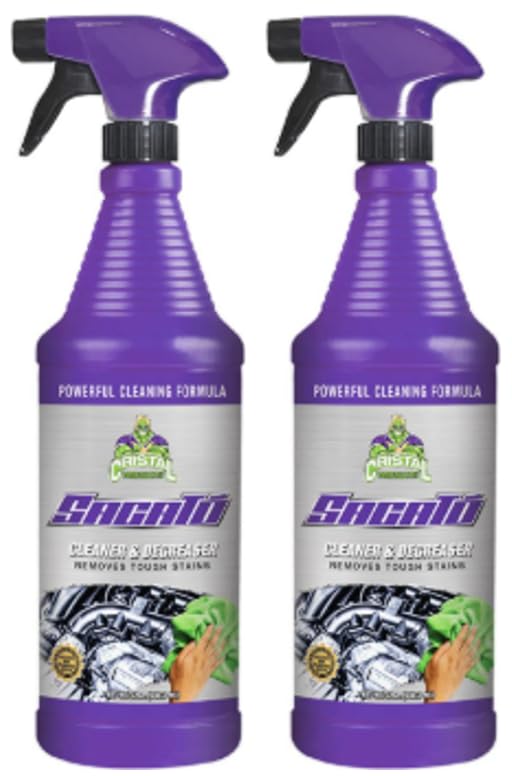 Cristal Products Sacato Cleaner & Degreaser, Liquid, Stainless Steel, 64 Fl Oz, 2 Pack