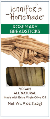 JENNIFERS HOMEMADE Rosemary Breadsticks, VEGAN All Natural, Made with extra virgin olive oil, Crunchy and delicious snack, 5 OZ