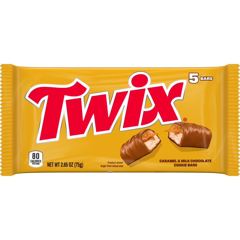 TWIX Fun Size Milk Chocolate Caramel and Cookie Chocolate Bars Fathers Day Candy Multipack Gift, 5 Count, 2.65 Oz Pack