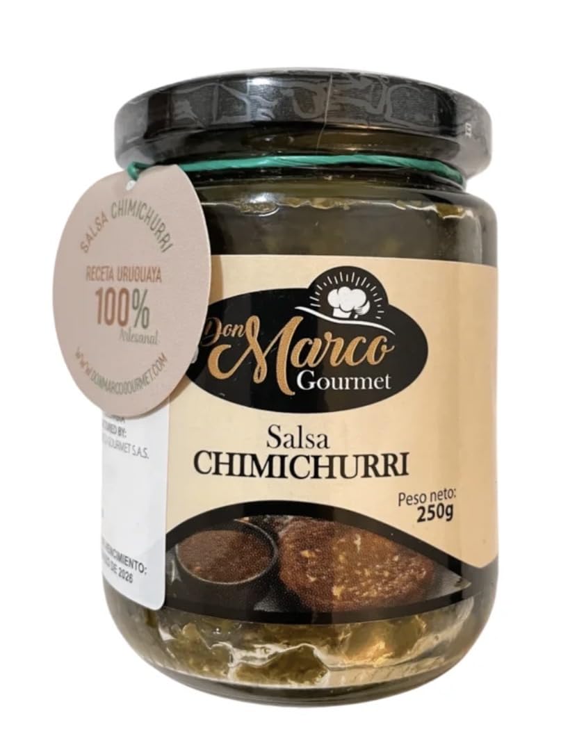 Don Marco Gourmet Chimichurri Sauce, (Special Uruguayan Style Recipe), Great for BBQ Marinade, Grilling, Meat Seasoning and Dipping Sauce - 250 g