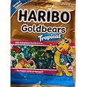 New Limited Edition Haribo Goldbears Gummi Bears Tropical Flavors: Pineapple, Kiwi, Passion Fruit, Paradise Punch. 4oz Share Size