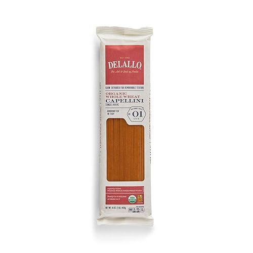 DeLallo Whole-Wheat Capellini Pasta, 1 Pound (Pack of 16)