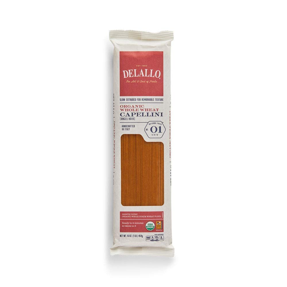 DeLallo Whole-Wheat Capellini Pasta, 1 Pound (Pack of 16)