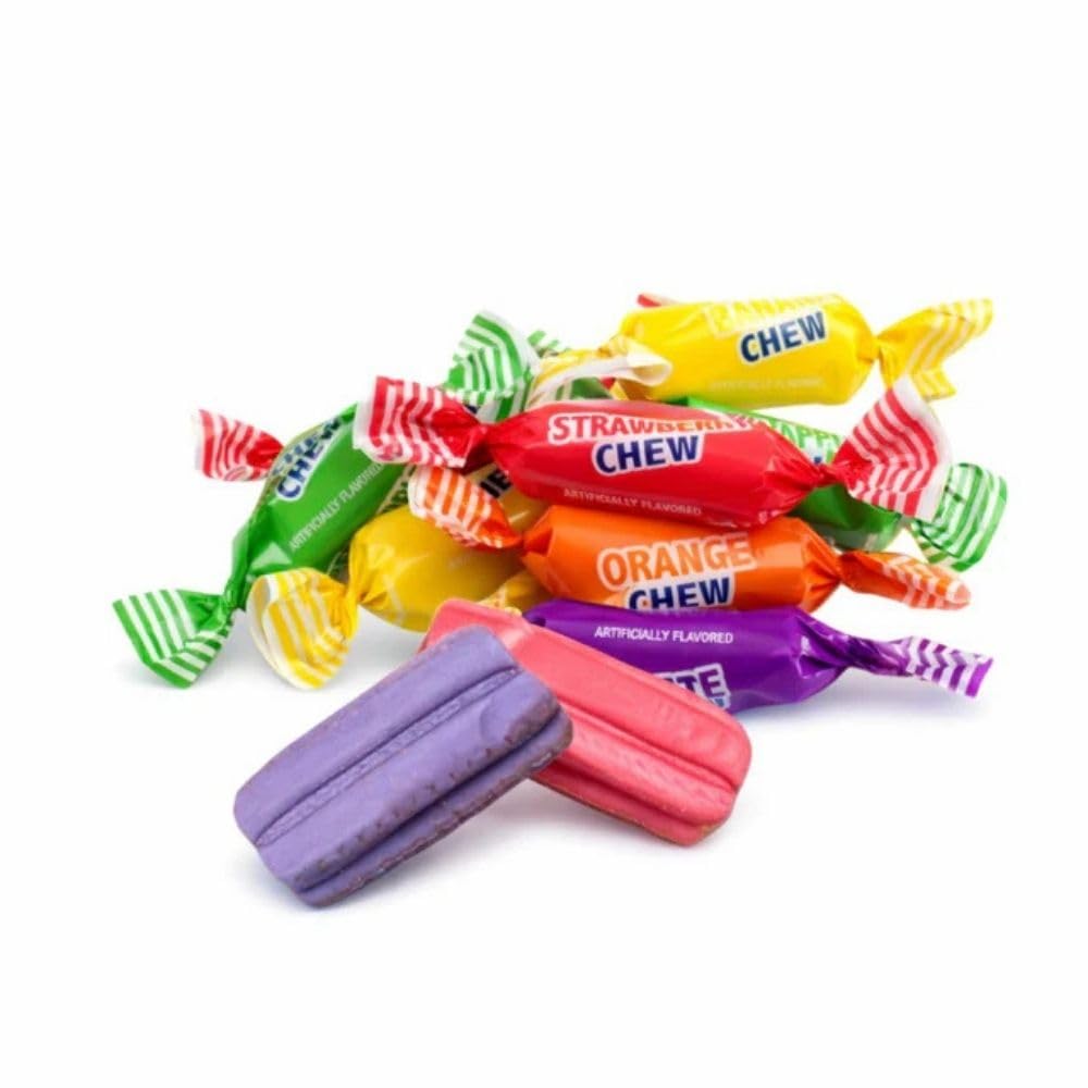 Assorted Fruit Chewy Candy Pieces Individually Wrapped Bulk Bag - 5 lb (Approx. 400 pieces)