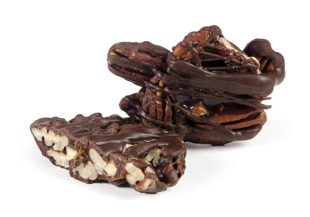 Box of Caramel Chocolate Covered Nuts - Assorted Variety of Chocolate Nuts, Pecan Patties, Almond, Cashew Clusters, Kosher - Dairy Free Chocolate Gift