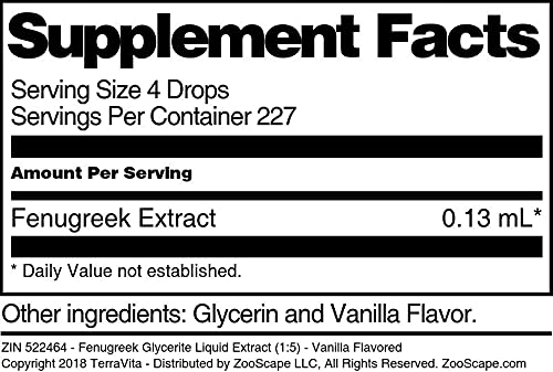 Fenugreek Glycerite Liquid Extract (1:5) - Vanilla Flavored (1 oz, ZIN: 522464) - 3 Pack