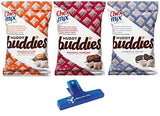 Chex Mix Muddy Buddies, Peanut Butter & Chocolate, Brownie Supreme, and Cookies & Cream, One 4.25oz Bag of Each Flavor with Make Your Day Bag Clip
