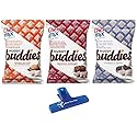 Chex Mix Muddy Buddies, Peanut Butter & Chocolate, Brownie Supreme, and Cookies & Cream, One 4.25oz Bag of Each Flavor with Make Your Day Bag Clip