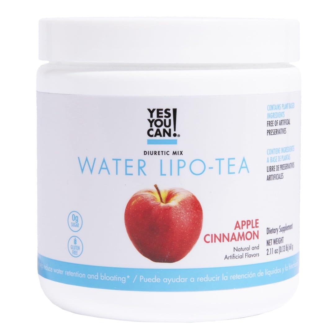Yes You Can! Water Lipo Tea - Apple Cinnamon, All Natural Ingredients, Fast-Acting Water Retention & Bloating Relief, Antioxidant-Rich for Healthy
