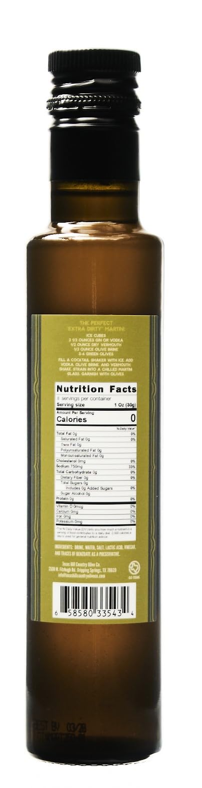 Texas Hill Country Olive Co. Extra Dirty Martini Olive Juice - Premium Olive Brine for Bold Flavor, Classic Cocktail Mixer & Home Bar Essential - Made