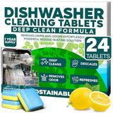Sudstainables Dishwasher Cleaner and Deodorizer Tablets, 24 Pack - Dishwasher Cleaning Tablets for Odor and Buildup Removal, Descaler - 1-Year Supply