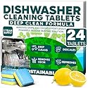 Sudstainables Dishwasher Cleaner and Deodorizer Tablets, 24 Pack - Dishwasher Cleaning Tablets for Odor and Buildup Removal, Descaler - 1-Year Supply