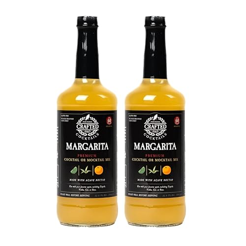 Crafted Cocktails Margarita Mix | 2 Pack (32 Fl Oz Each) | Low Calorie (60 Calories/Serving) | Premium Cocktail & Mocktail Mixer | Clean Ingredients