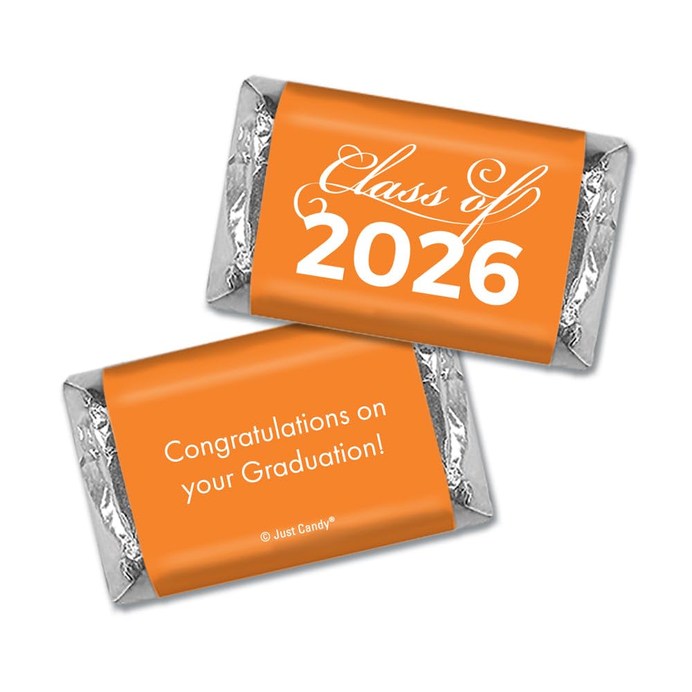 136 Pcs Orange Graduation Class Of 2026 Wrapped Miniatures (2.5lb Bag)