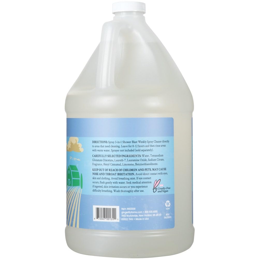 Ginger Lily Farms Botanicals Plant-Based 3-in-1 Shower Blast Weekly Spray Cleaner, 100% Vegan & Cruelty-Free, Island Tranquility, Green Tea