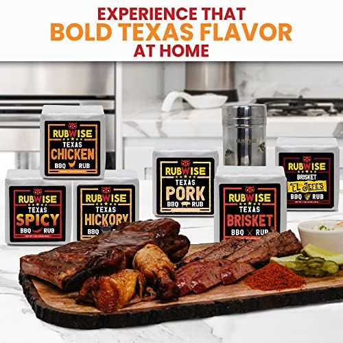 RubWise Texas Style BBQ Rub Gift Set (6 x 1 lb bags) | Meat Spice and Seasoning Variety Pack | Smoking & Grilling Gifts for Men | Brisket Rubs